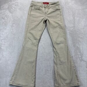 Vintage Levi's 519 Jeans Women's 0 JR Short Low Flare Khaki Stretch 5-Pocket Y2K
